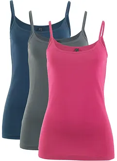 Top con spalline sottili in puro cotone (pacco da 3), bonprix