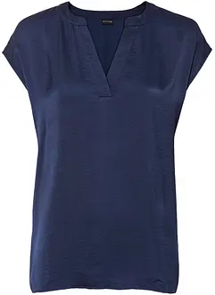 Blusa casual a maniche corte con spalle scese in satin, bonprix