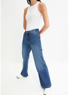 Jeans wide leg in cotone biologico, a vita alta, bonprix