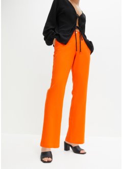 Pantaloni in misto lino con inserto elasticizzato, a vita alta, bpc bonprix collection