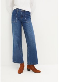 Jeans wide leg con borchiette, a vita media, John Baner JEANSWEAR