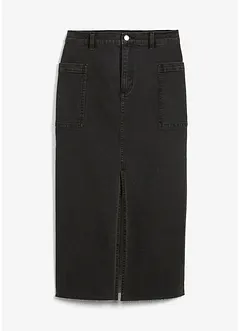 Gonna midi di jeans con spacco, bonprix