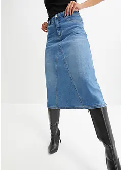 Gonna di jeans elasticizzata a vita alta, bonprix
