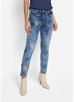Jeans slim fit con ricami floreali, bonprix