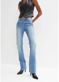 Jeans a zampa elasticizzati, vita media, bonprix