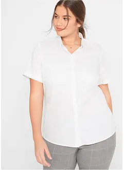 Camicetta elasticizzata a maniche corte in misto cotone, bonprix