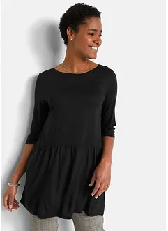 Maglia lunga in viscosa con balza, bonprix