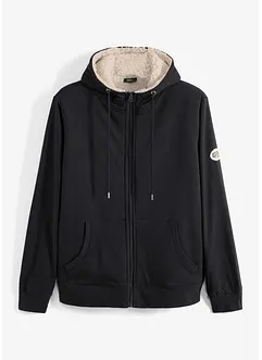 Felpa termica con zip, cappuccio e fodera effetto peluche, bonprix