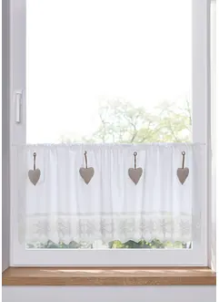 Tenda a vetro in cotone biologico con cuori, bonprix