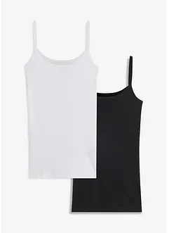 Top con spalline sottili in puro cotone (pacco da 2), bonprix