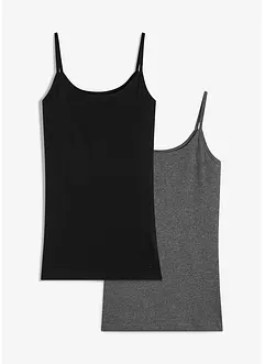 Top con spalline sottili in puro cotone (pacco da 2), bonprix