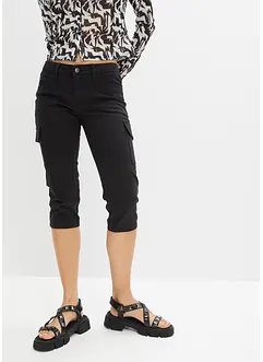 Pantaloni capri in misto cotone elasticizzato, bonprix