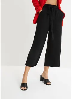 Pantaloni culotte con elastico in vita e risvolto, bonprix