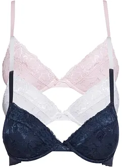 Reggiseno push-up con pizzo fine (pacco da 3), bonprix