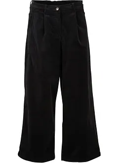 Pantaloni culotte cropped di velluto elasticizzato con cinta comoda, vita alta, bonprix