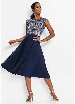 Abito midi con pizzo, bonprix