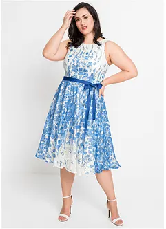Abito in pizzo con cintura in satin da annodare, bonprix