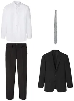 Completo (4 pezzi) giacca, pantaloni, camicia, cravatta, regular fit, bonprix