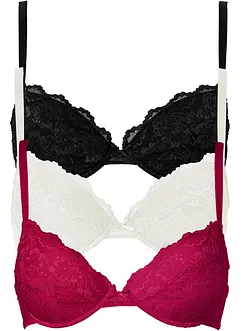 Reggiseno push-up con pizzo fine (pacco da 3), bonprix