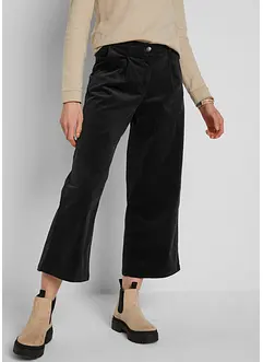 Pantaloni culotte cropped di velluto elasticizzato con cinta comoda, vita alta, bonprix