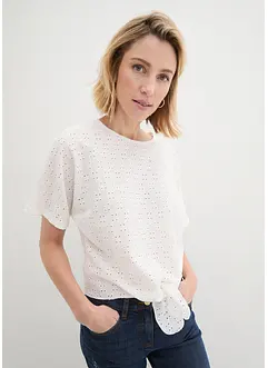 Maglia con maniche a pipistrello e ricami traforati, bonprix