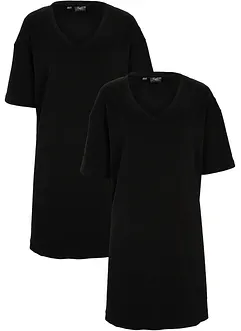 Abito t-shirt oversize con scollatura a V (pacco da 2), bonprix