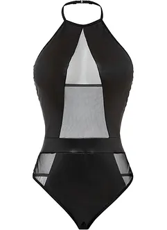 Body con perizoma ouvert in look bagnato, bonprix