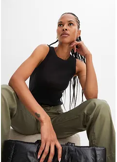 Top a coste in puro cotone biologico, bonprix