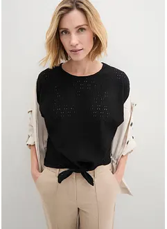 Maglia con maniche a pipistrello e ricami traforati, bonprix