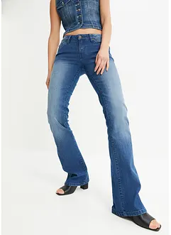 Jeans bootcut elasticizzati, vita media, bonprix