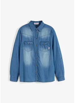Camicia di jeans a maniche lunghe con bottoni a pressione, bonprix