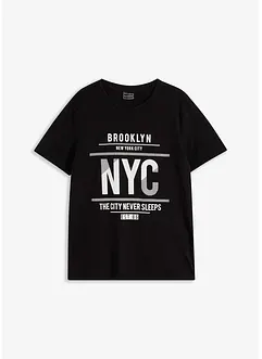 T-shirt in cotone biologico, slim fit, bonprix