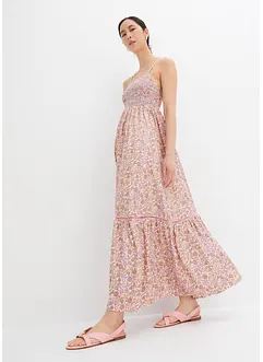 Abito lungo con lavorazione smock, bonprix