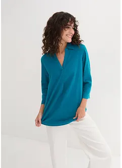 Blusa in misto lino con maniche a 3/4, bonprix