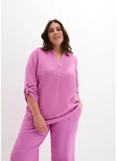 Blusa in misto lino con maniche a 3/4, bonprix