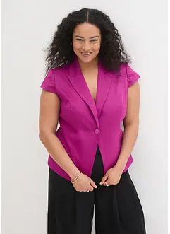 Blazer a maniche corte in satin di cotone, bonprix