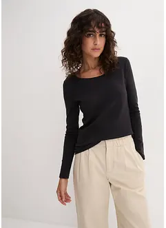 Maglia a maniche lunghe con scollo rotondo in puro cotone biologico, bonprix