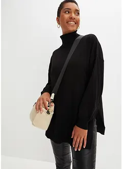 Maglione lungo a collo alto in misto viscosa, bonprix