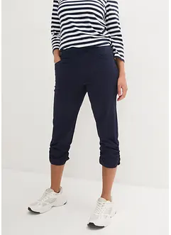 Pantaloni capri di misto cotone con cinta comoda, bonprix