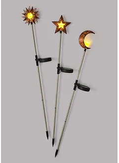 Decorazione solare da giardino sole, luna, stella (set 3 pezzi), bonprix