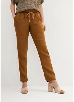 Pantaloni in puro lino con elastico in vita, bonprix