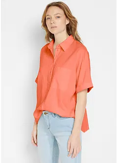 Camicetta oversize in misto lino con mezze maniche, bonprix
