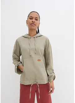 Blusa in misto lino con cappuccio, bonprix