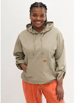 Blusa in misto lino con cappuccio, bonprix