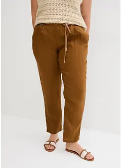 Pantaloni in puro lino con elastico in vita, bonprix