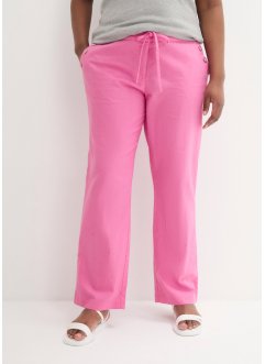 Pantaloni in misto lino con cinta elastica, flared, bpc bonprix collection