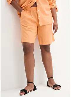 Shorts ampi in misto lino con pinces e cinta comoda a vita alta, bonprix