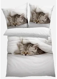 BIancheria letto double-face con gatto, bonprix