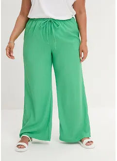 Pantaloni a vita alta in jersey operato con elastico in vita e laccetto da annodare, bonprix