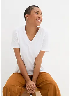 T-shirt lunga con scollo a V (pacco da 2), bonprix